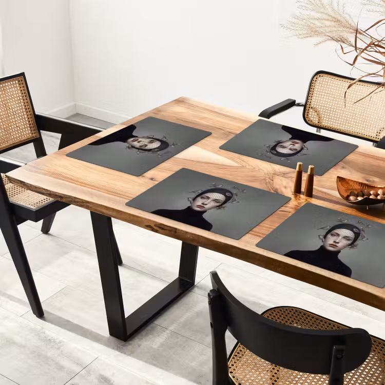 Placemat - 6 stuks - Portret - Vogels - Zwart — 5