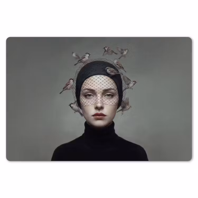 Placemat - 6 stuks - Portret - Vogels - Zwart — 7