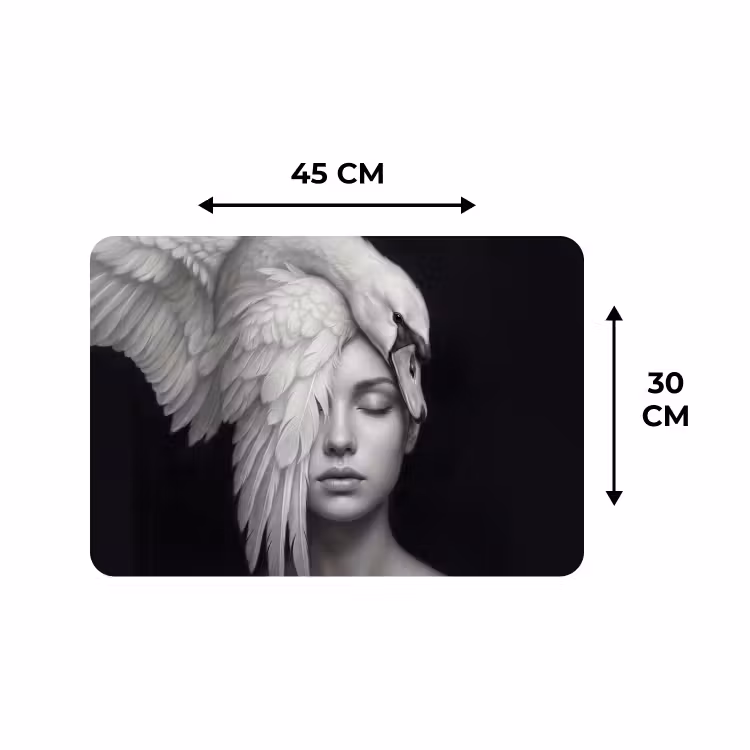 Placemat - 6 stuks - Portret - Zwaan - Zwart - Wit — 3