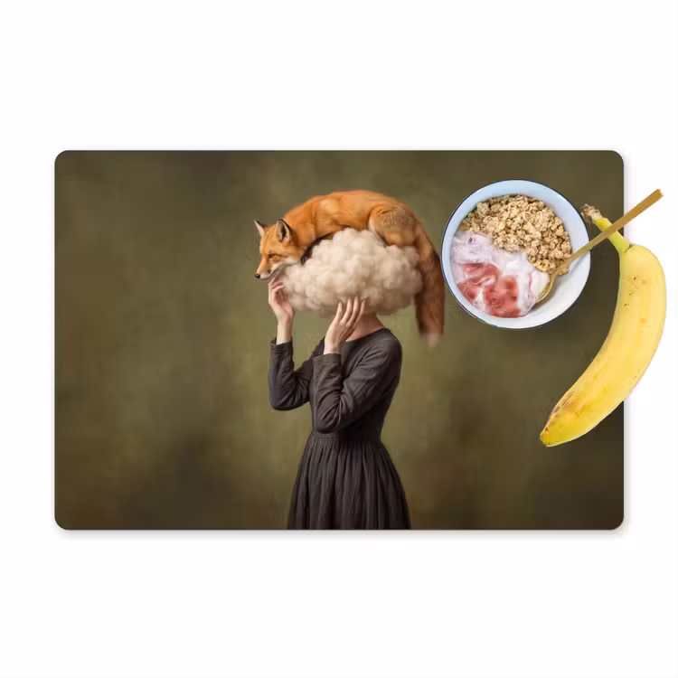 Placemat - 6 stuks - Vos - Surrealistisch - Groen — 1