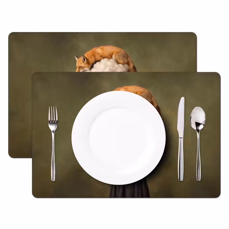 Placemat - 6 stuks - Vos - Surrealistisch - Groen — 2