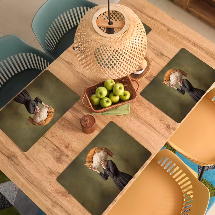 Placemat - 6 stuks - Vos - Surrealistisch - Groen — 6