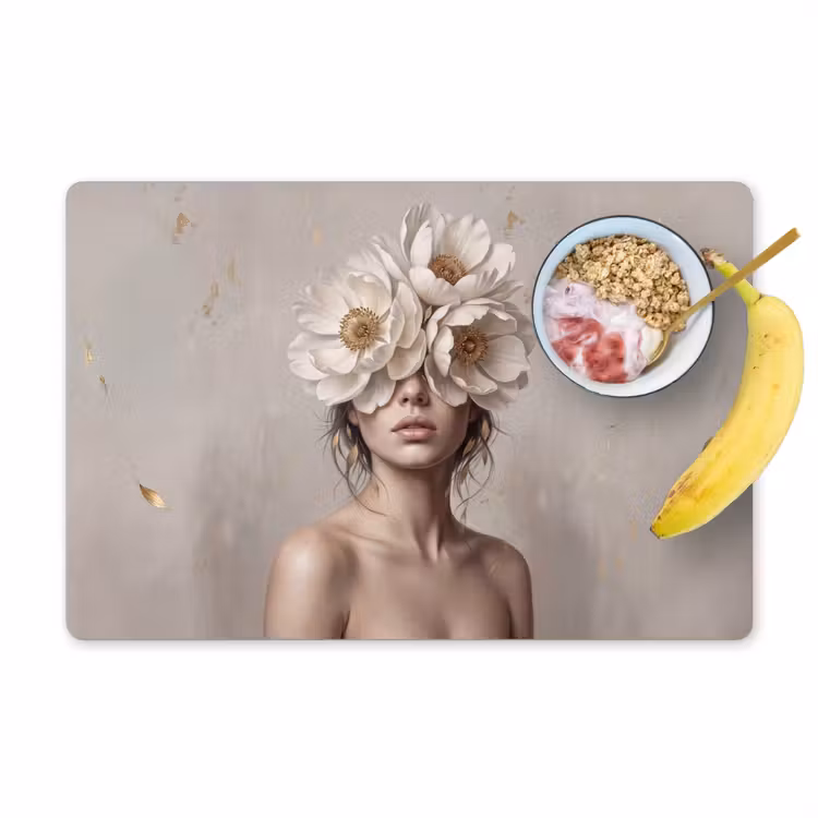 Placemat - 6 stuks - Vrouw - Pioenroos - Wit — 1