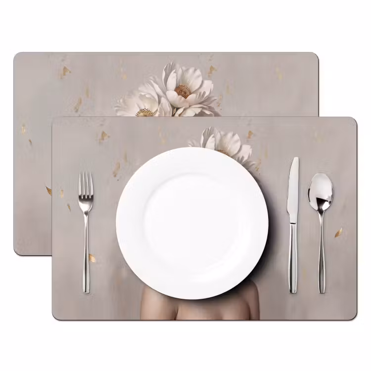 Placemat - 6 stuks - Vrouw - Pioenroos - Wit — 2