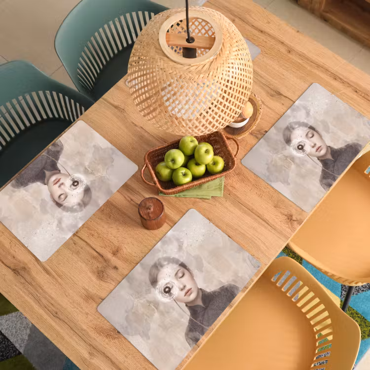 Placemat - 6 stuks - Vrouw - Sereen - Grijs — 6
