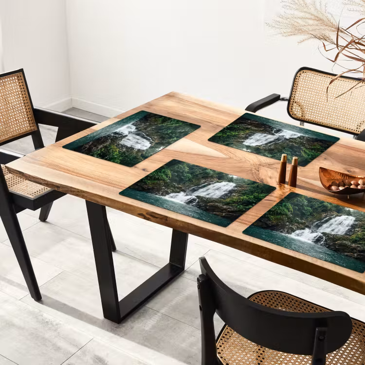 Placemat - 6 stuks - Waterval - Bos - Natuur - Groen — 5