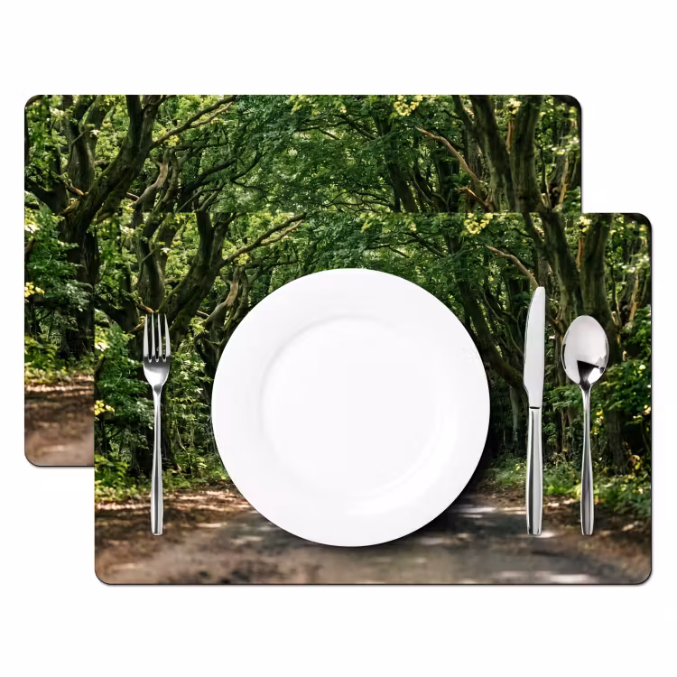 Placemat - 6 stuks - Weg - Bomen - Natuur - Groen — 2