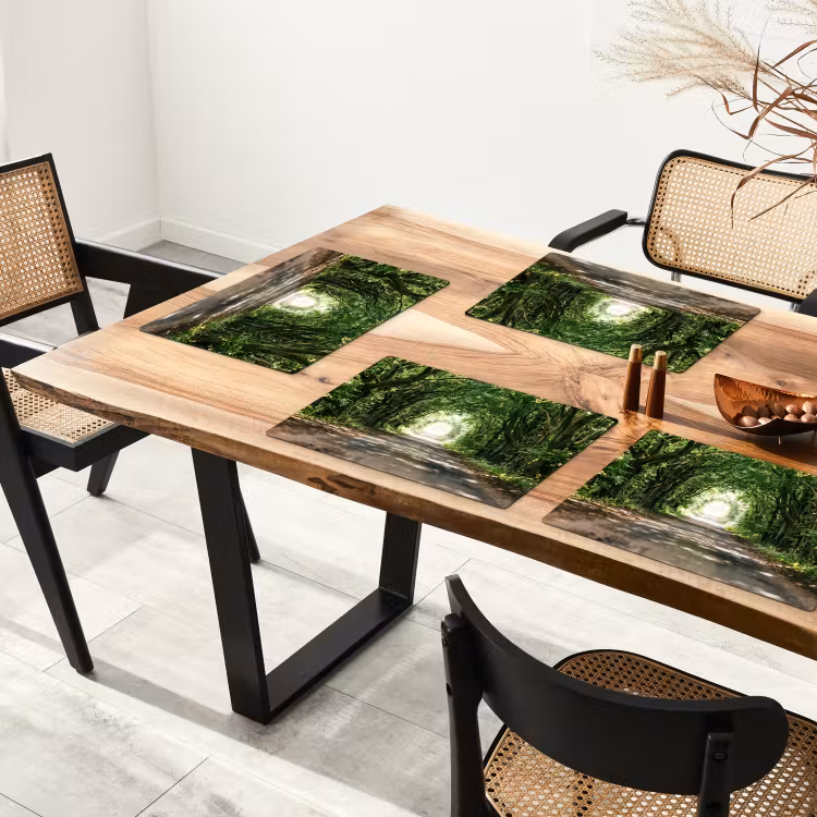 Placemat - 6 stuks - Weg - Bomen - Natuur - Groen — 5