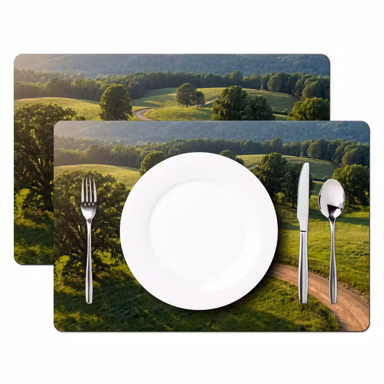 Placemat - 6 stuks - Weg - Weide - Natuur - Groen — 2
