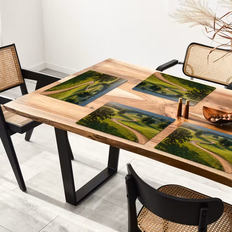 Placemat - 6 stuks - Weg - Weide - Natuur - Groen — 5