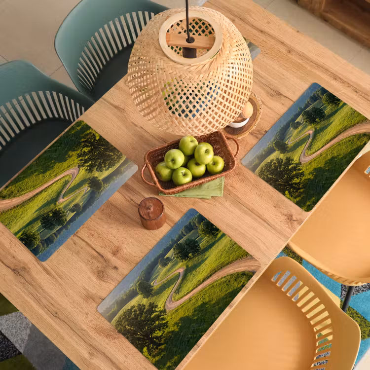 Placemat - 6 stuks - Weg - Weide - Natuur - Groen — 6