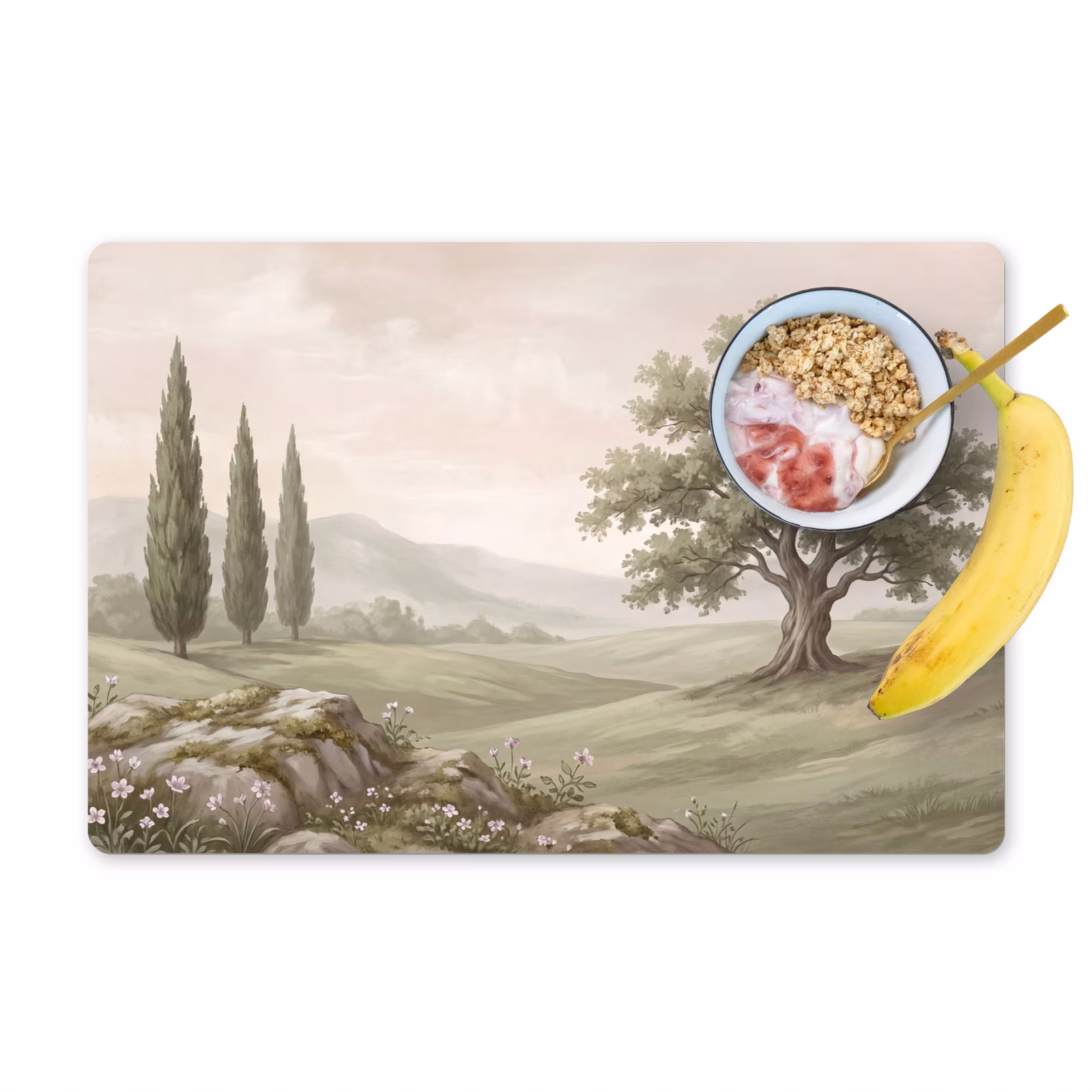 Placemat - 6 stuks - Heuvellandschap - Bomen - Natuur - Groen — 1