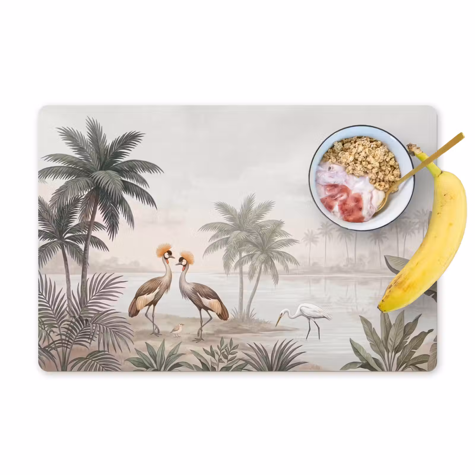 Placemat - 6 stuks - Kraanvogels - Palmbomen - Tropisch — 1
