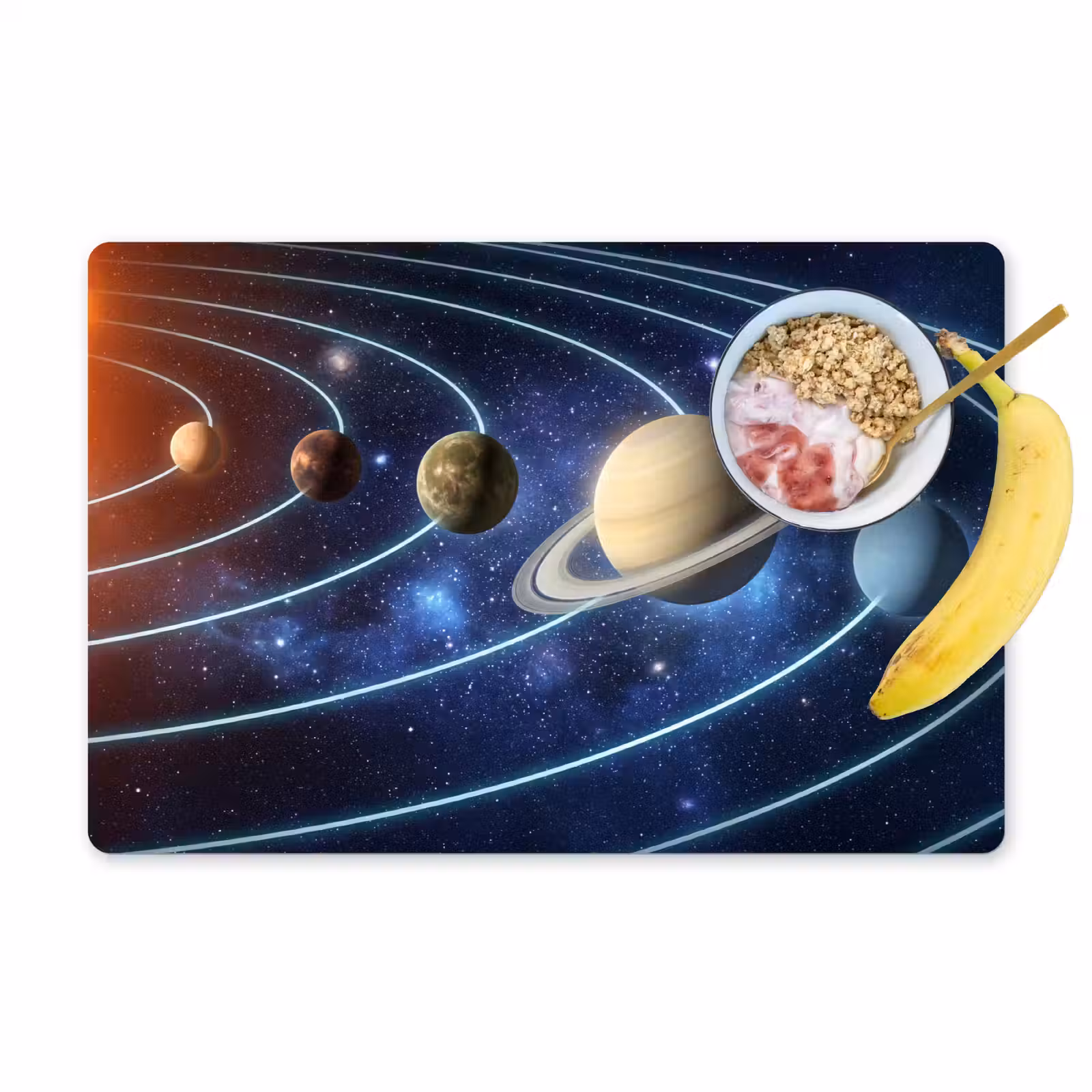Placemat - 6 stuks - Ruimte - Zonnestelsel - Blauw — 1