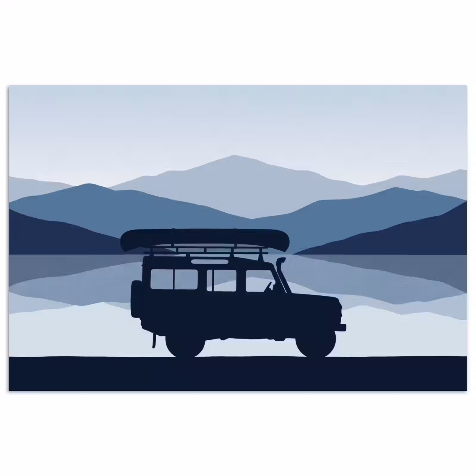 Poster - Auto - Meer - Bergen - Blauw — 1