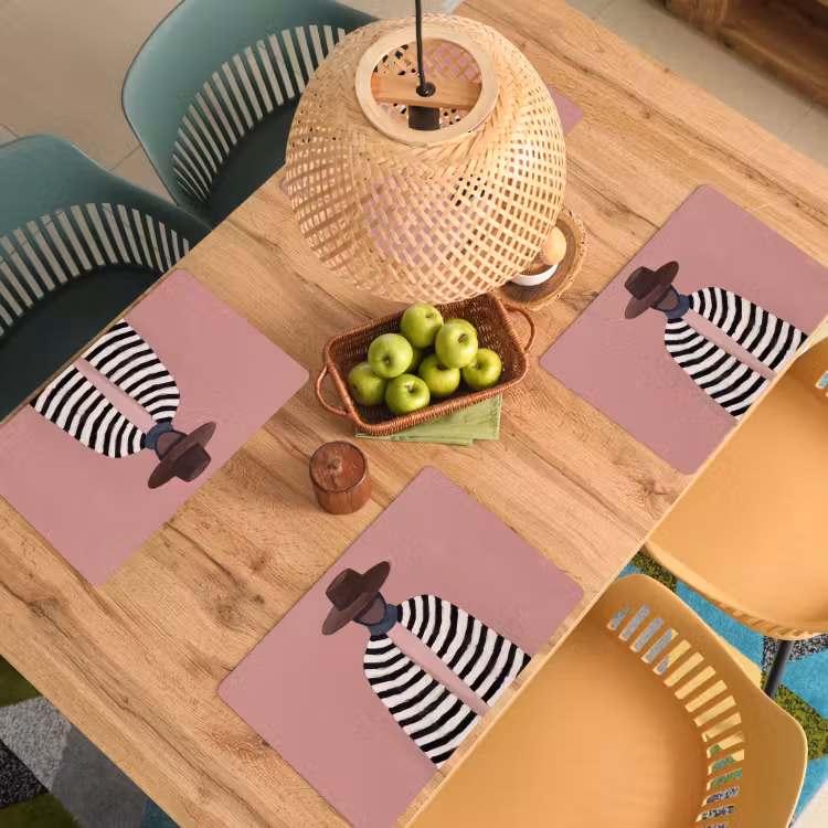 Placemat - 6 stuks - Grafisch - Vrouw - Roze — 6