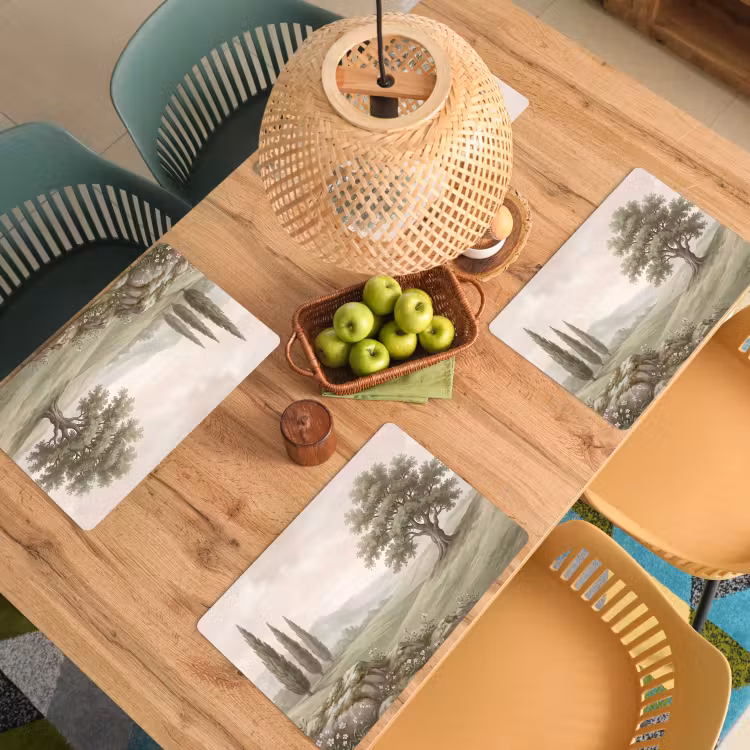 Placemat - 6 stuks - Heuvellandschap - Bomen - Natuur - Groen — 6
