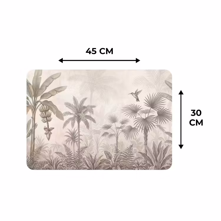 Placemat - 6 stuks - Jungle - Banenboom - Kolibrie - Beige — 3
