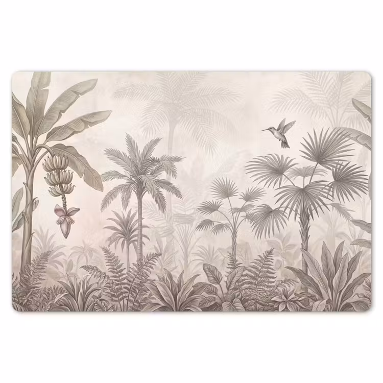 Placemat - 6 stuks - Jungle - Banenboom - Kolibrie - Beige — 7