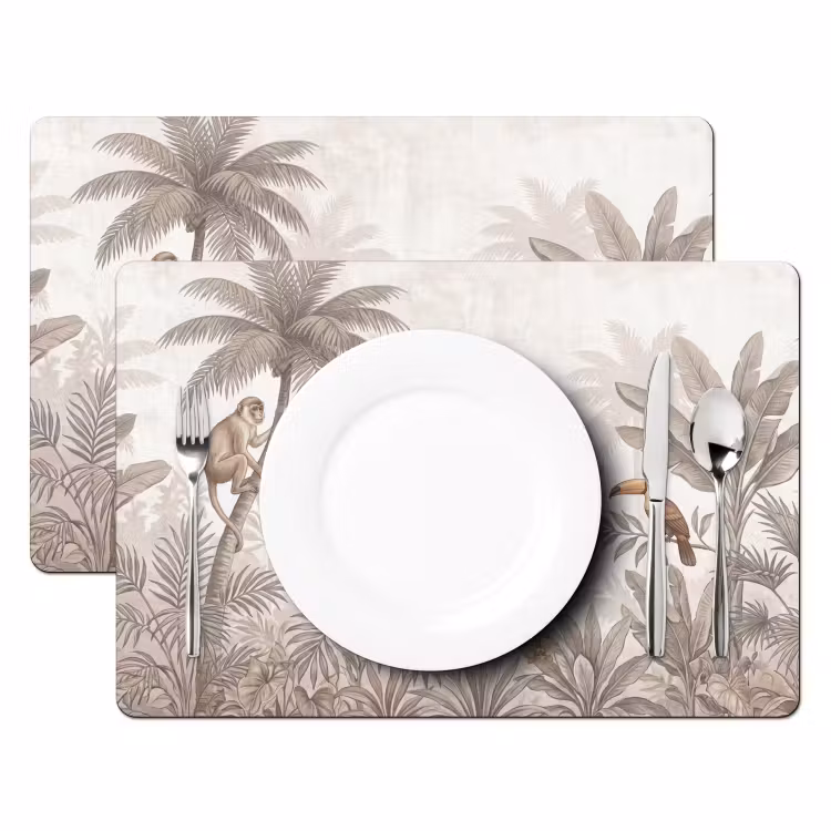 Placemat - 6 stuks - Jungle - Dieren - Palmbomen — 2