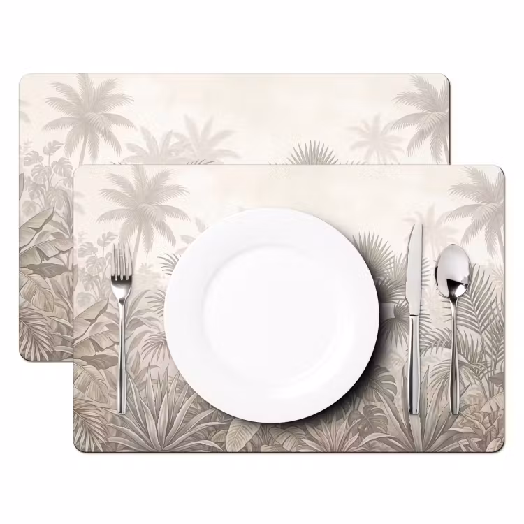 Placemat - 6 stuks - Jungle - Tropisch - Natuur -Vintage - Beige — 2