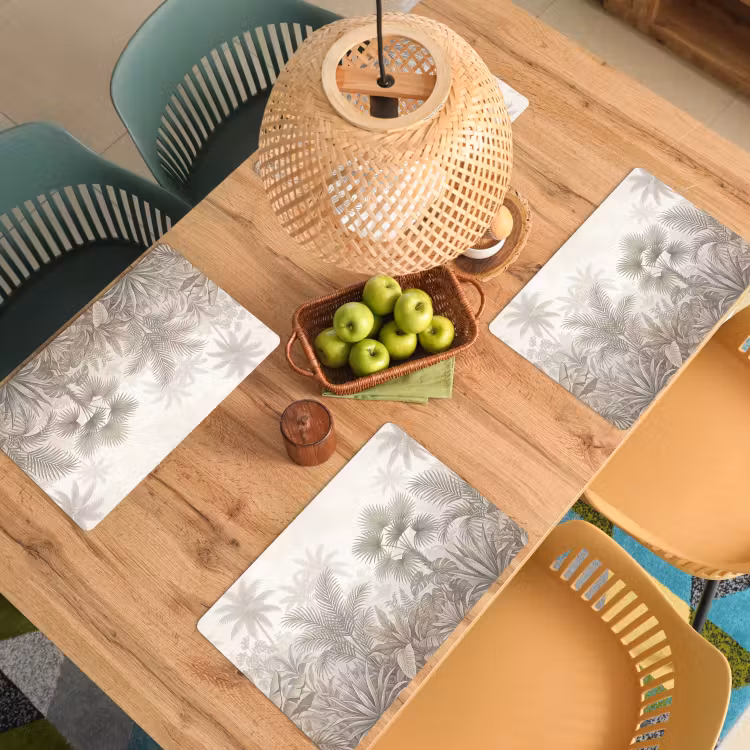 Placemat - 6 stuks - Jungle - Tropisch - Natuur -Vintage - Beige — 6