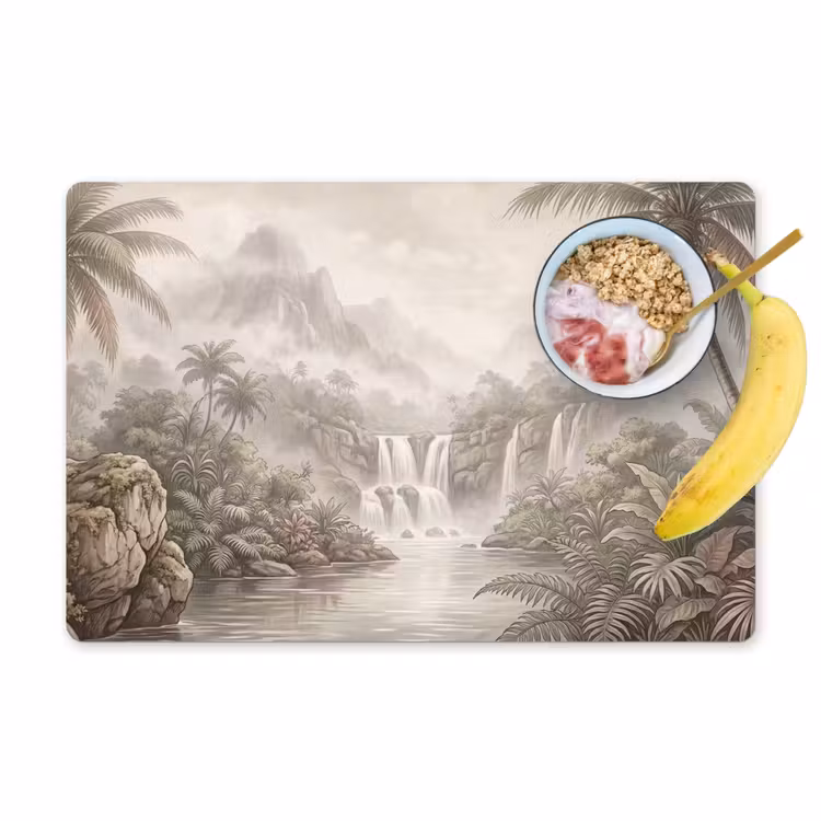 Placemat - 6 stuks - Jungle - Watervallen - Tropisch - Illustratie — 1