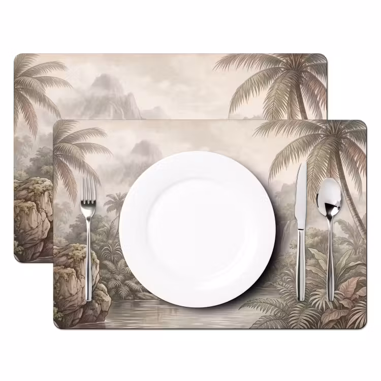 Placemat - 6 stuks - Jungle - Watervallen - Tropisch - Illustratie — 2