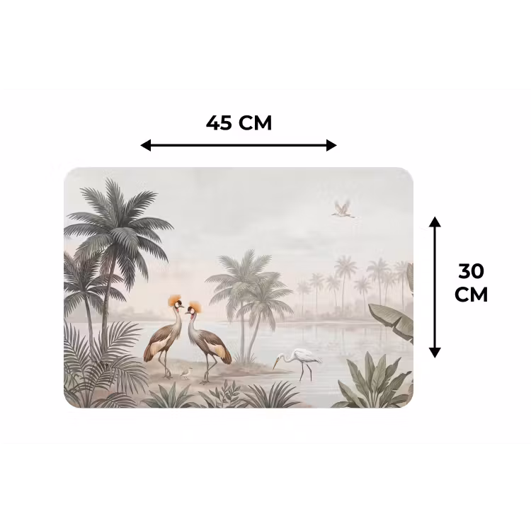 Placemat - 6 stuks - Kraanvogels - Palmbomen - Tropisch — 3