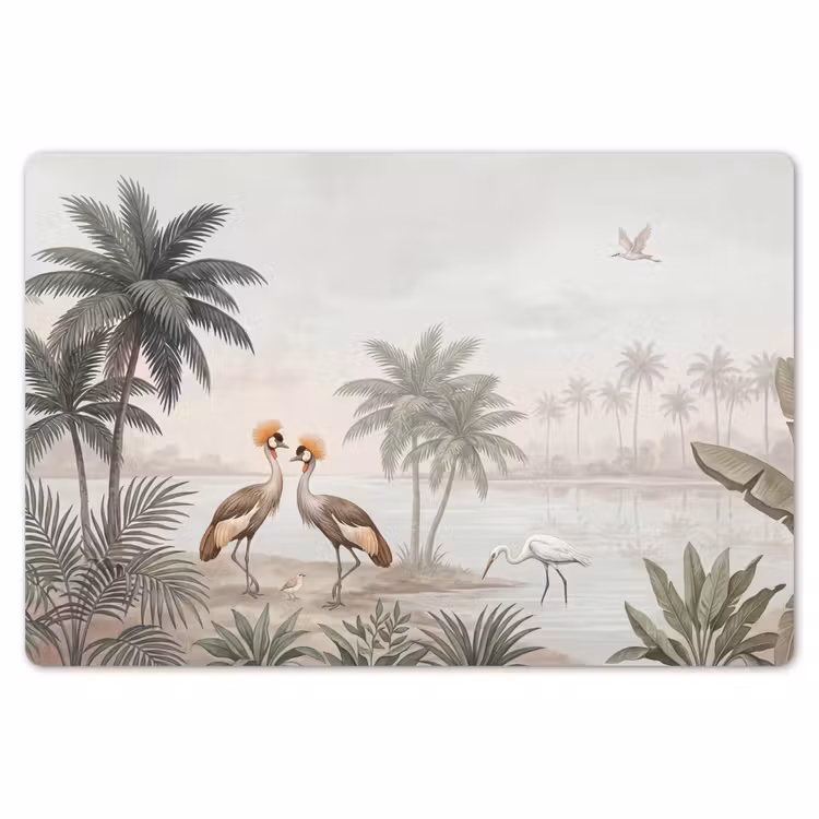 Placemat - 6 stuks - Kraanvogels - Palmbomen - Tropisch — 7