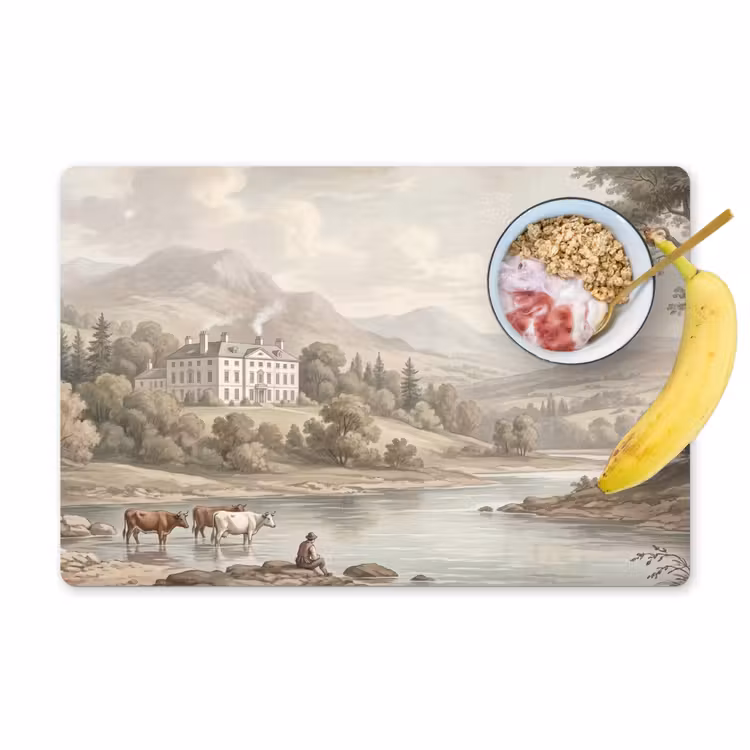 Placemat - 6 stuks - Landhuis - Rivier - Vee — 1