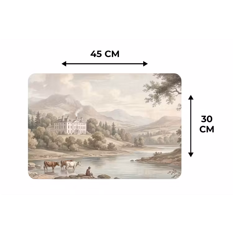 Placemat - 6 stuks - Landhuis - Rivier - Vee — 3