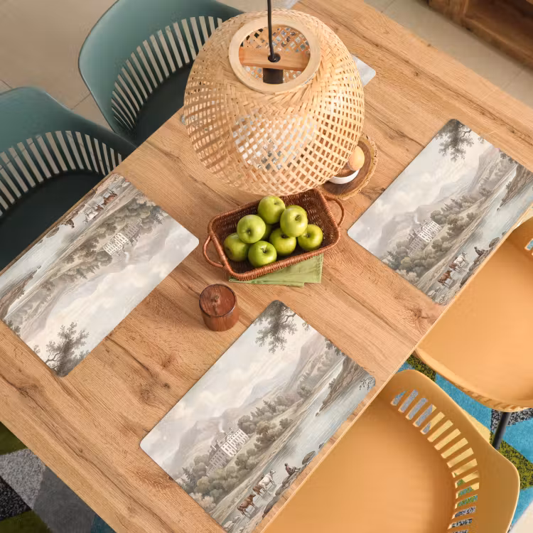 Placemat - 6 stuks - Landhuis - Rivier - Vee — 6
