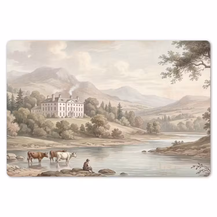 Placemat - 6 stuks - Landhuis - Rivier - Vee — 7