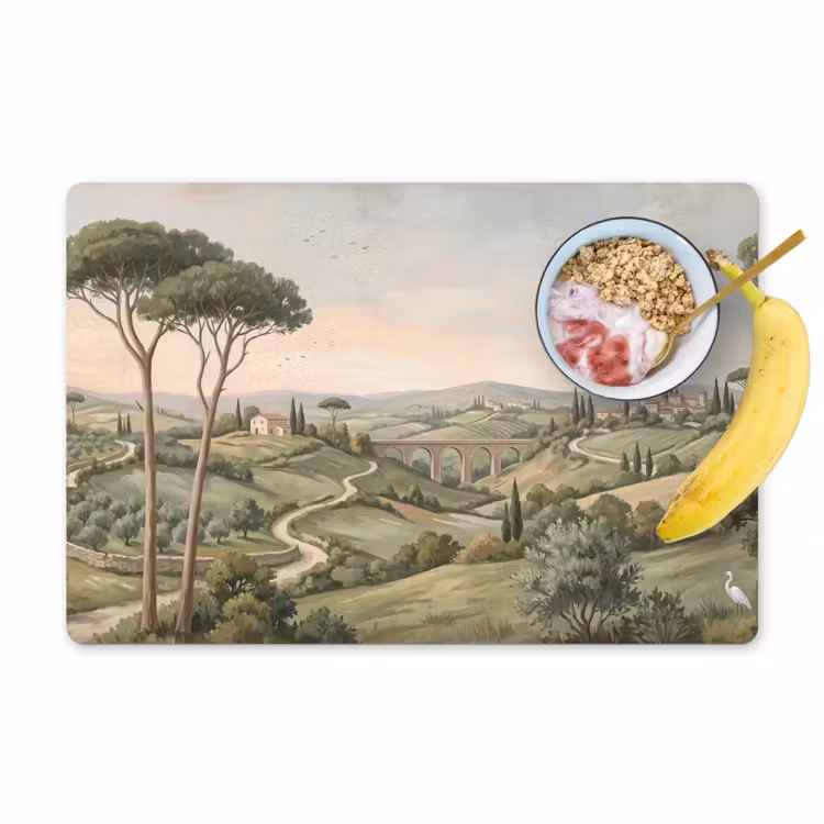 Placemat - 6 stuks - Landschap - Heuvels - Zandpad - Groen — 1