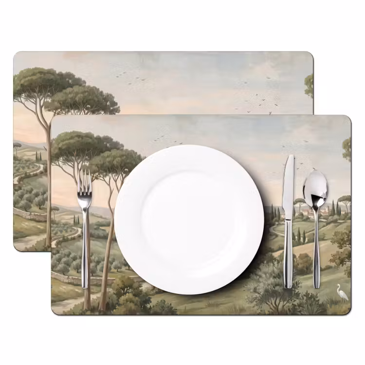 Placemat - 6 stuks - Landschap - Heuvels - Zandpad - Groen — 2