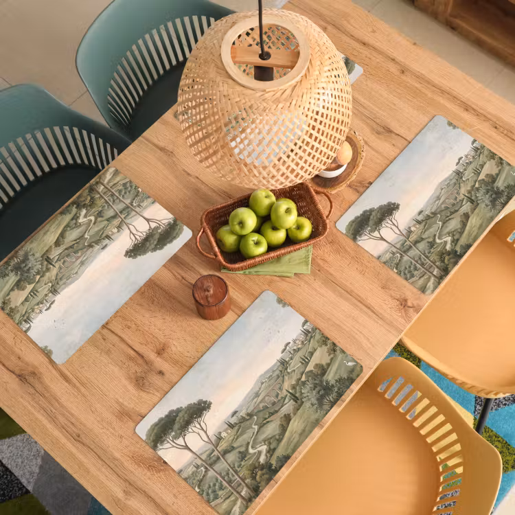 Placemat - 6 stuks - Landschap - Heuvels - Zandpad - Groen — 6