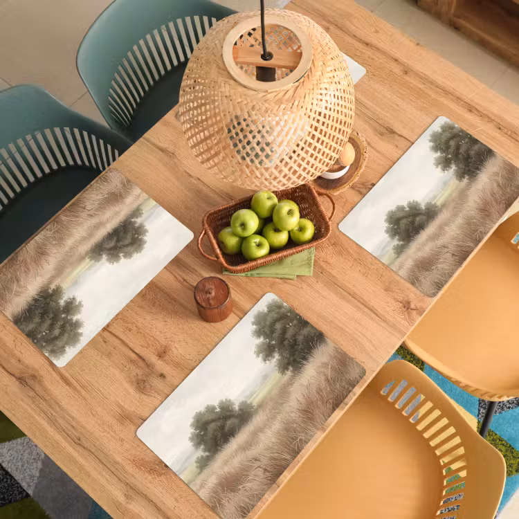 Placemat - 6 stuks - Landschap - Minimalistisch - Beige — 6
