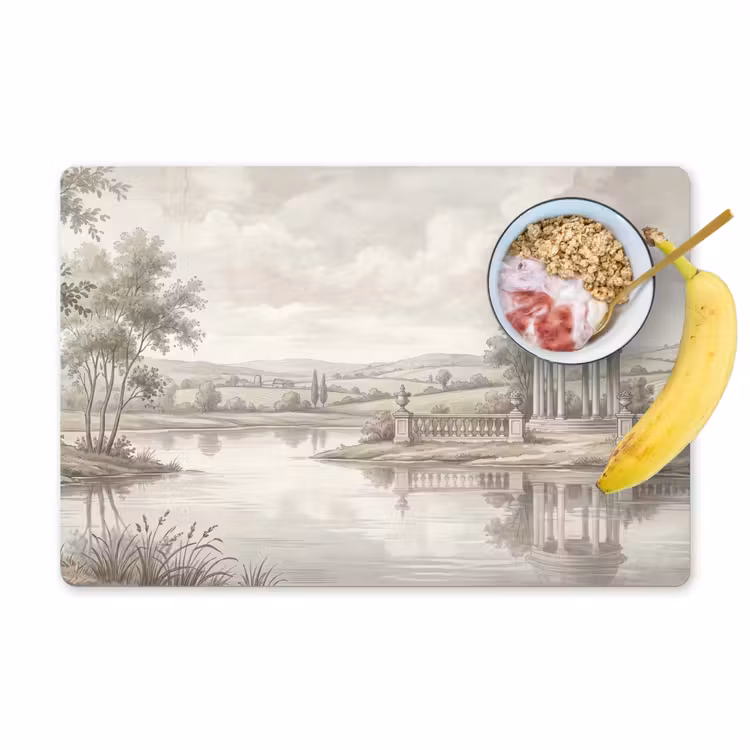 Placemat - 6 stuks - Landschap - Water - Natuur - Sepia — 1
