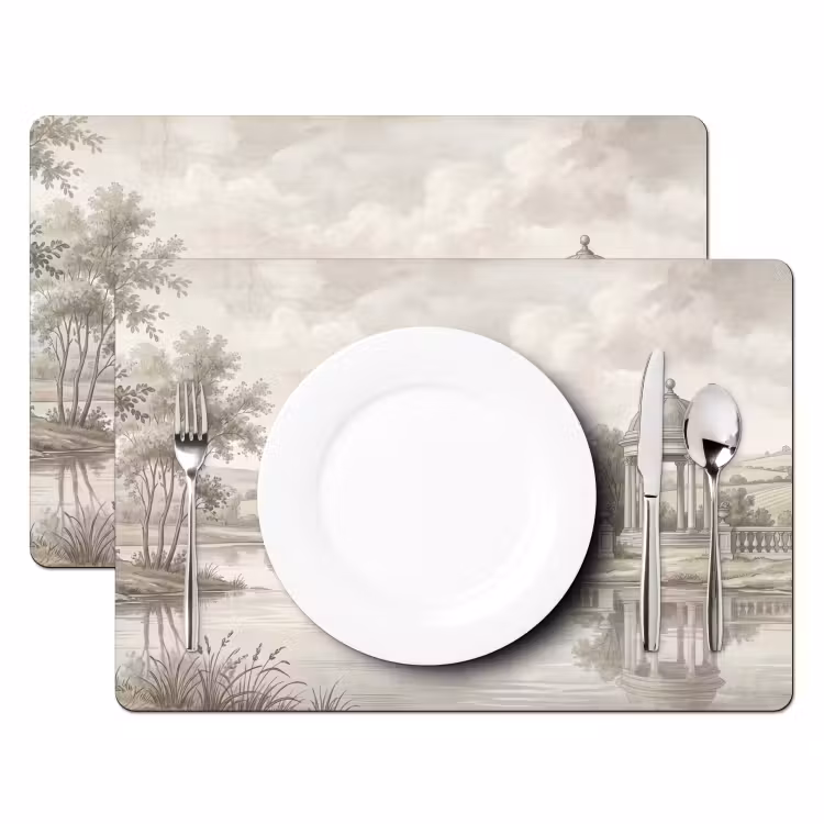 Placemat - 6 stuks - Landschap - Water - Natuur - Sepia — 2