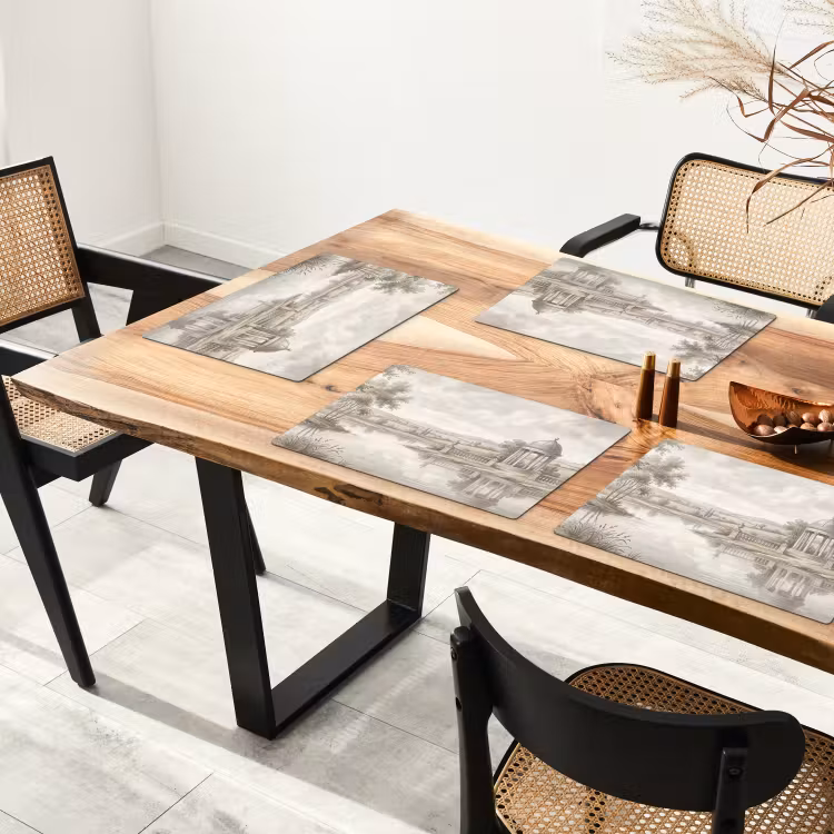 Placemat - 6 stuks - Landschap - Water - Natuur - Sepia — 5