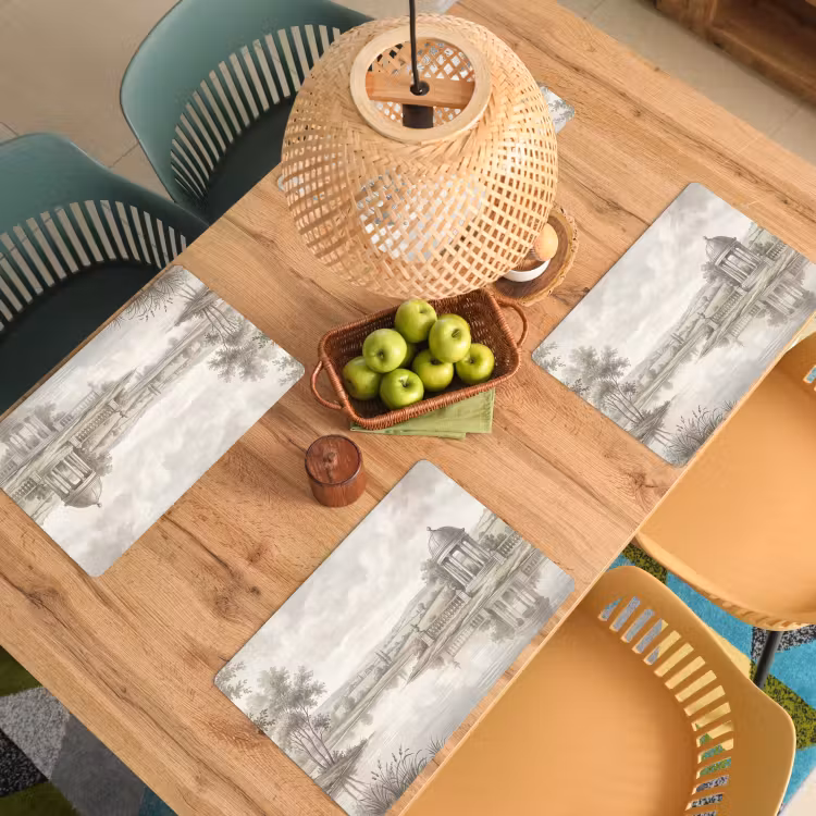 Placemat - 6 stuks - Landschap - Water - Natuur - Sepia — 6