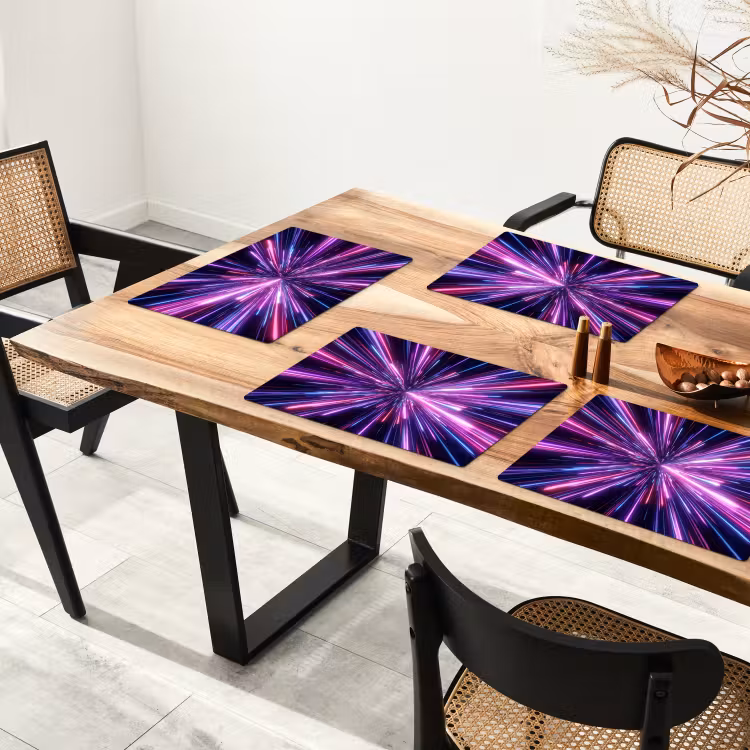 Placemat - 6 stuks - Lichtsnelheid - Ruimte - Roze - Paars — 5