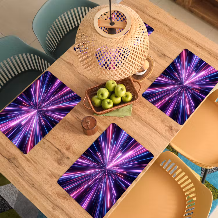 Placemat - 6 stuks - Lichtsnelheid - Ruimte - Roze - Paars — 6