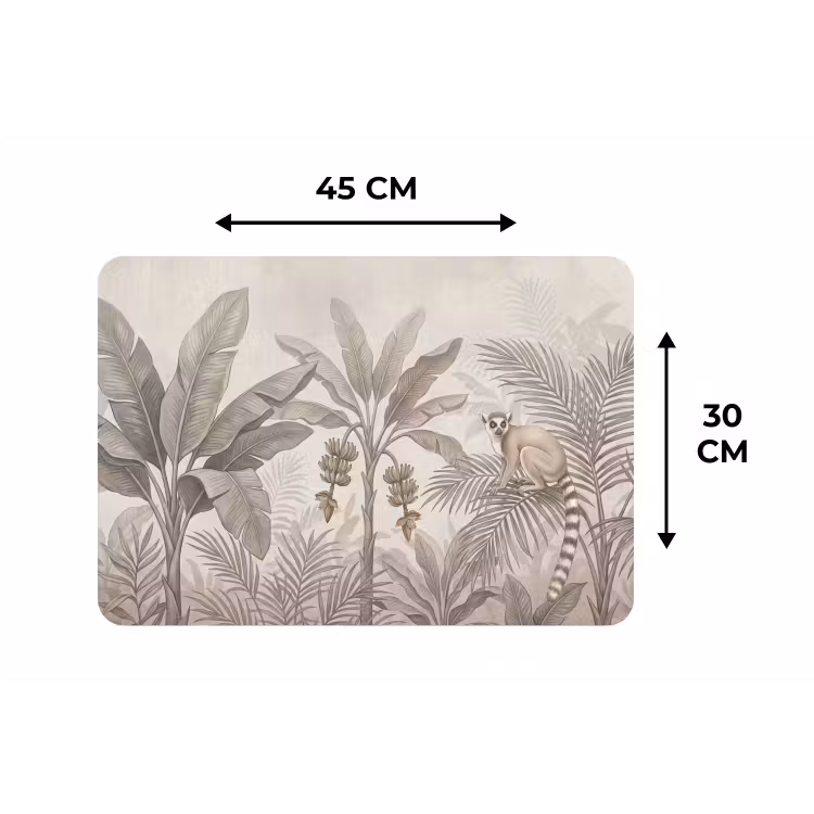Placemat - 6 stuks - Natuur - Jungle - Ringstaartmaki - Bruin — 3