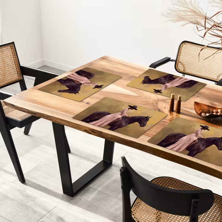 Placemat - 6 stuks - Paard - Klassiek - Oker — 5