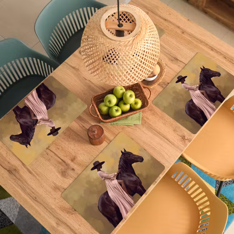 Placemat - 6 stuks - Paard - Klassiek - Oker — 6