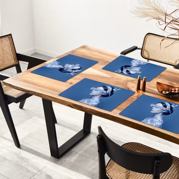 Placemat - 6 stuks - Portret - Klassiek - Wit - Blauw — 5