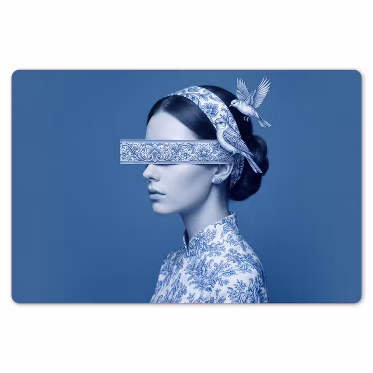 Placemat - 6 stuks - Portret - Klassiek - Wit - Blauw — 7