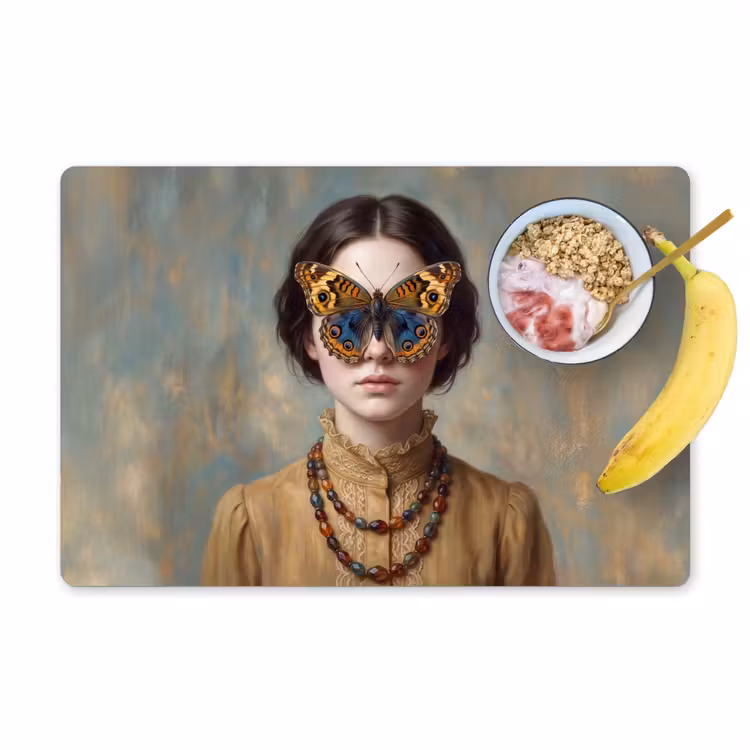 Placemat - 6 stuks - Portret - Vlinder - Kleurrijk — 1
